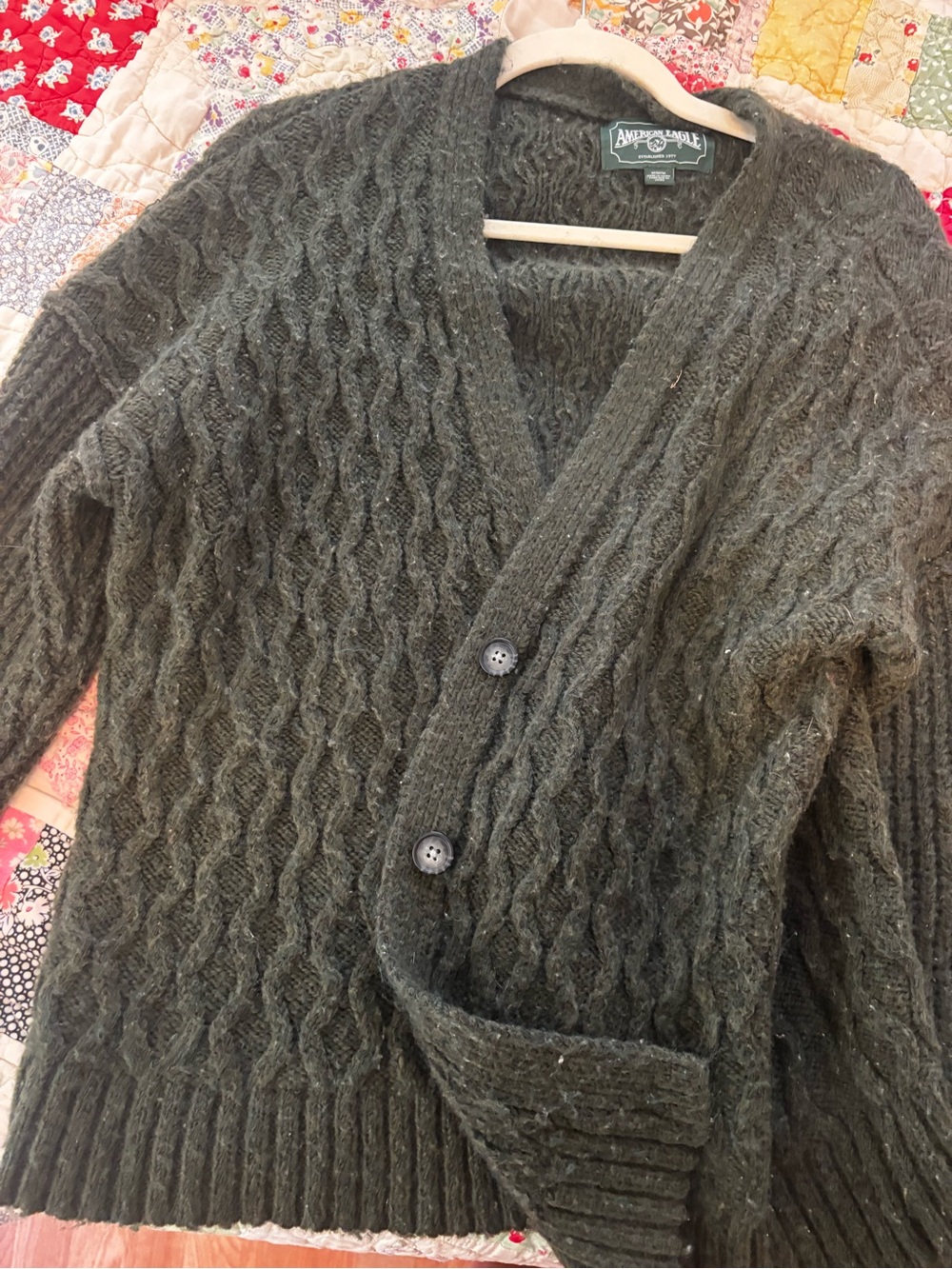 American Eagle Outfitters Dark Olive Green Cozy Knit Sweater
